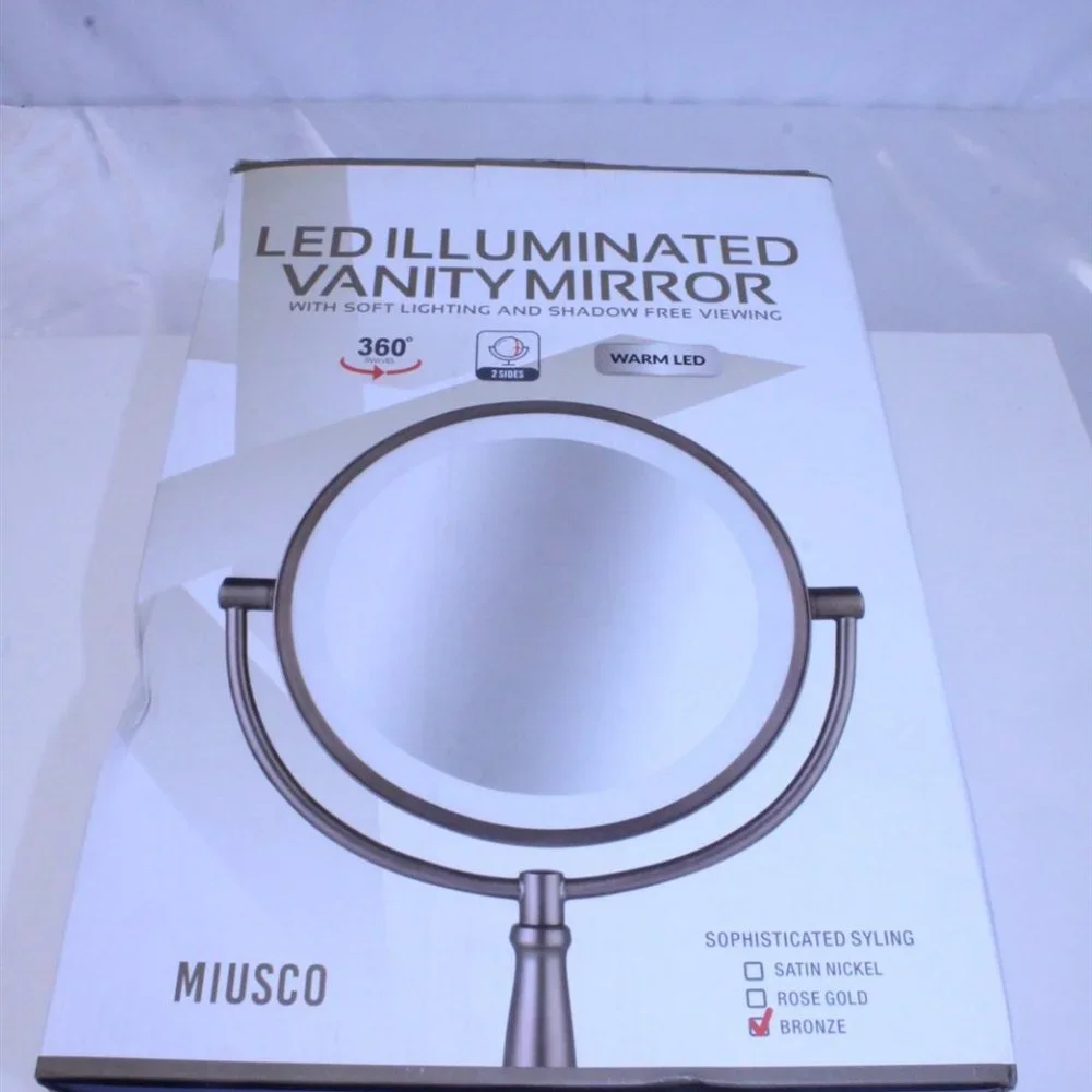 NEW LED Illuminated Vanity Mirror Bronze Finish 360 Swivel 7x Magnification